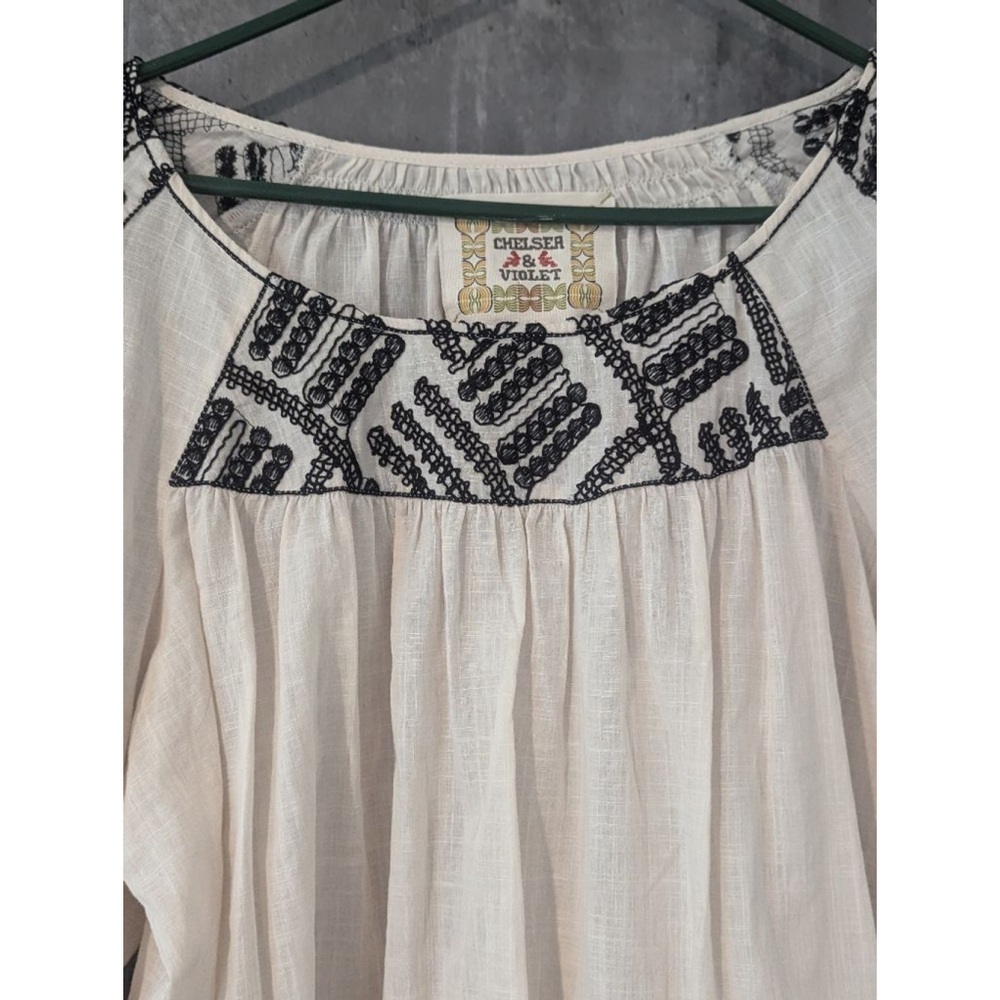 Women's Chelsea & Violet Blouse, Size L, White with Black Embroidery - Picture 3 of 6